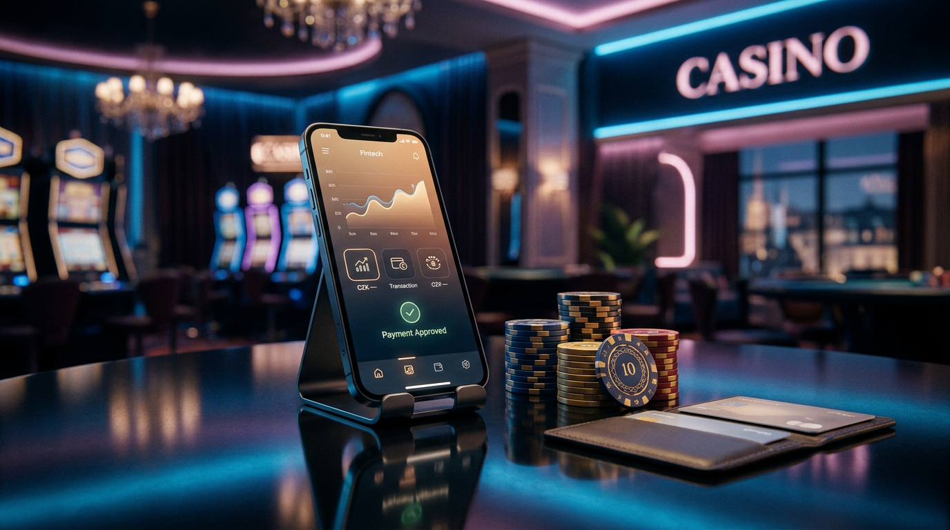 Chytrý telefon s aplikací Revolut a kasinové žetony na luxusním pozadí