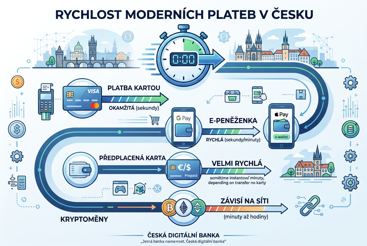 Infografika platebních metod a rychlosti výplat